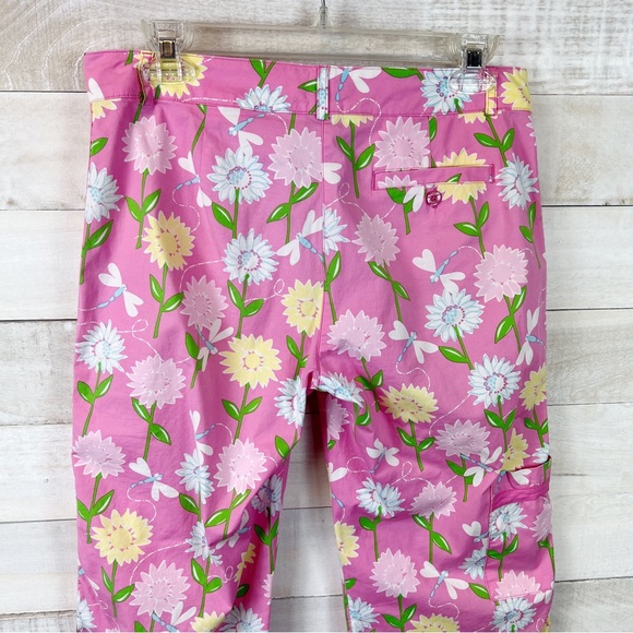 Lilly Pulitzer Floral Capri Pants Size 4 Pockets Pink Dragonfly - Picture 6 of 12
